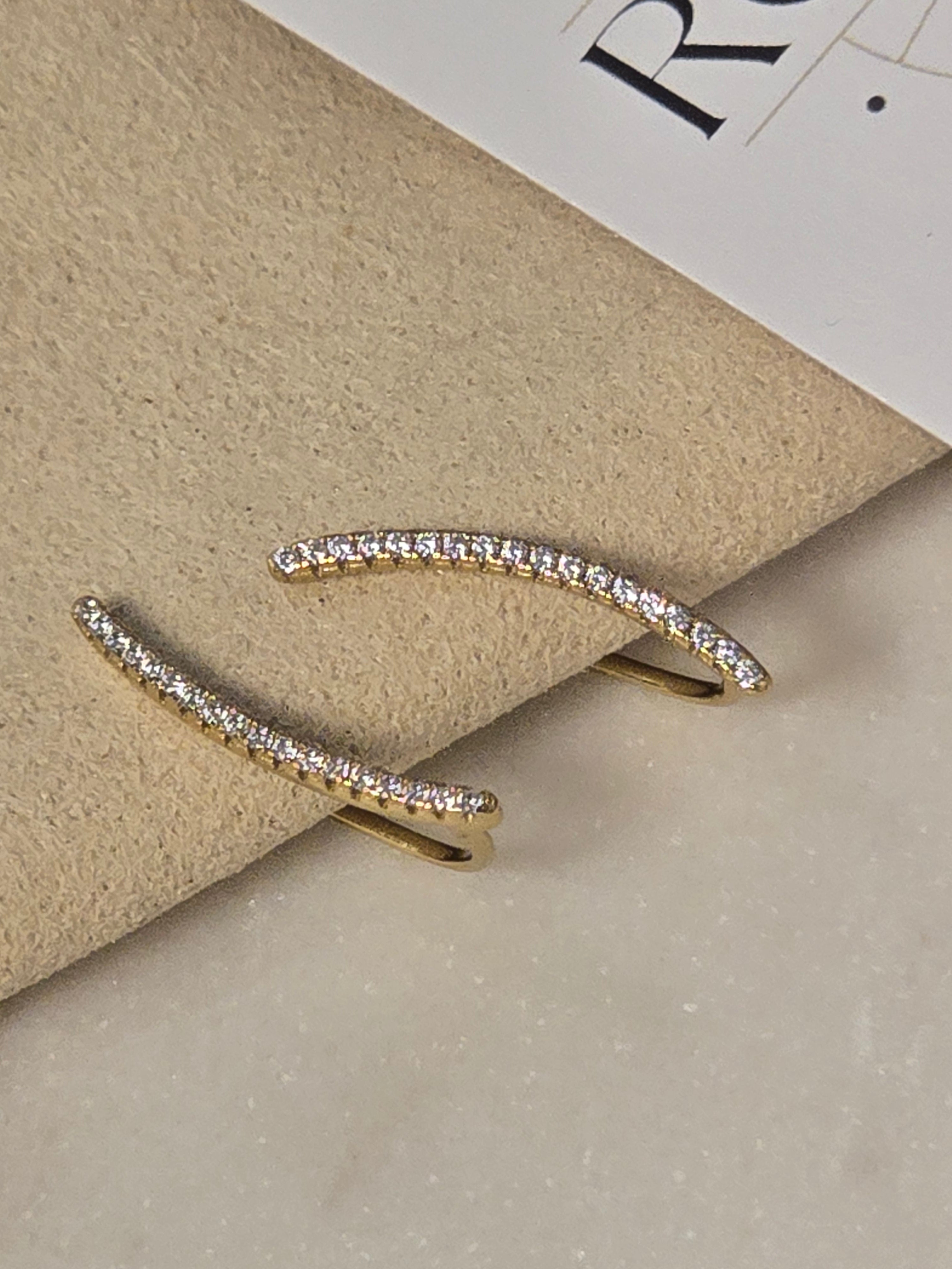 Dainty Pavé Ear Climbers – 14kt Gold Plated Sterling Silver Constellation Earrings