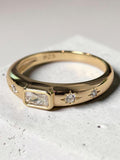 Baguette Dome Starburst Signet Ring – 14kt Gold Plated Sterling Silver Ring