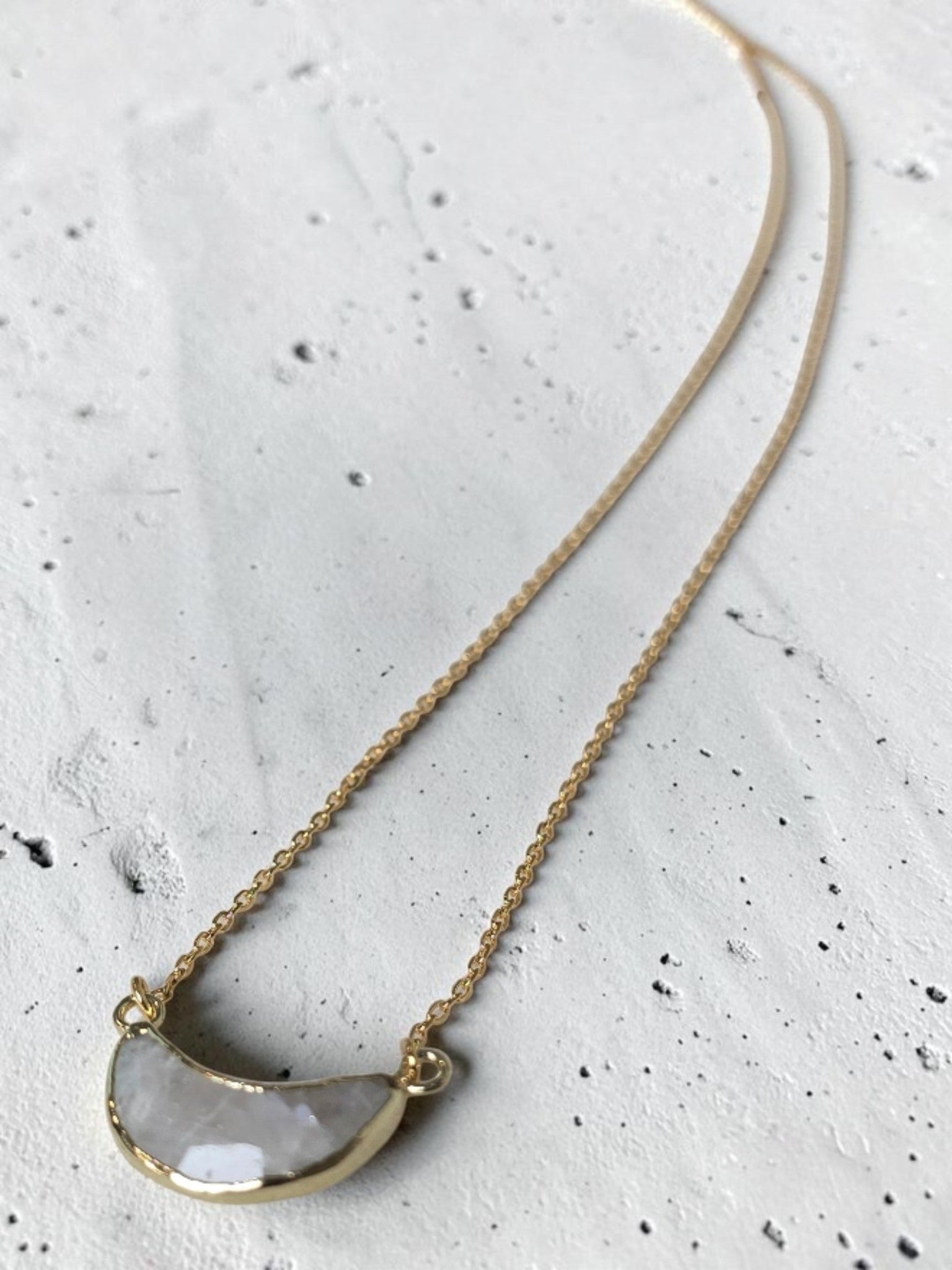 Crescent Moonstone Eclipse Necklace – 14kt Gold Plated Sterling Silver