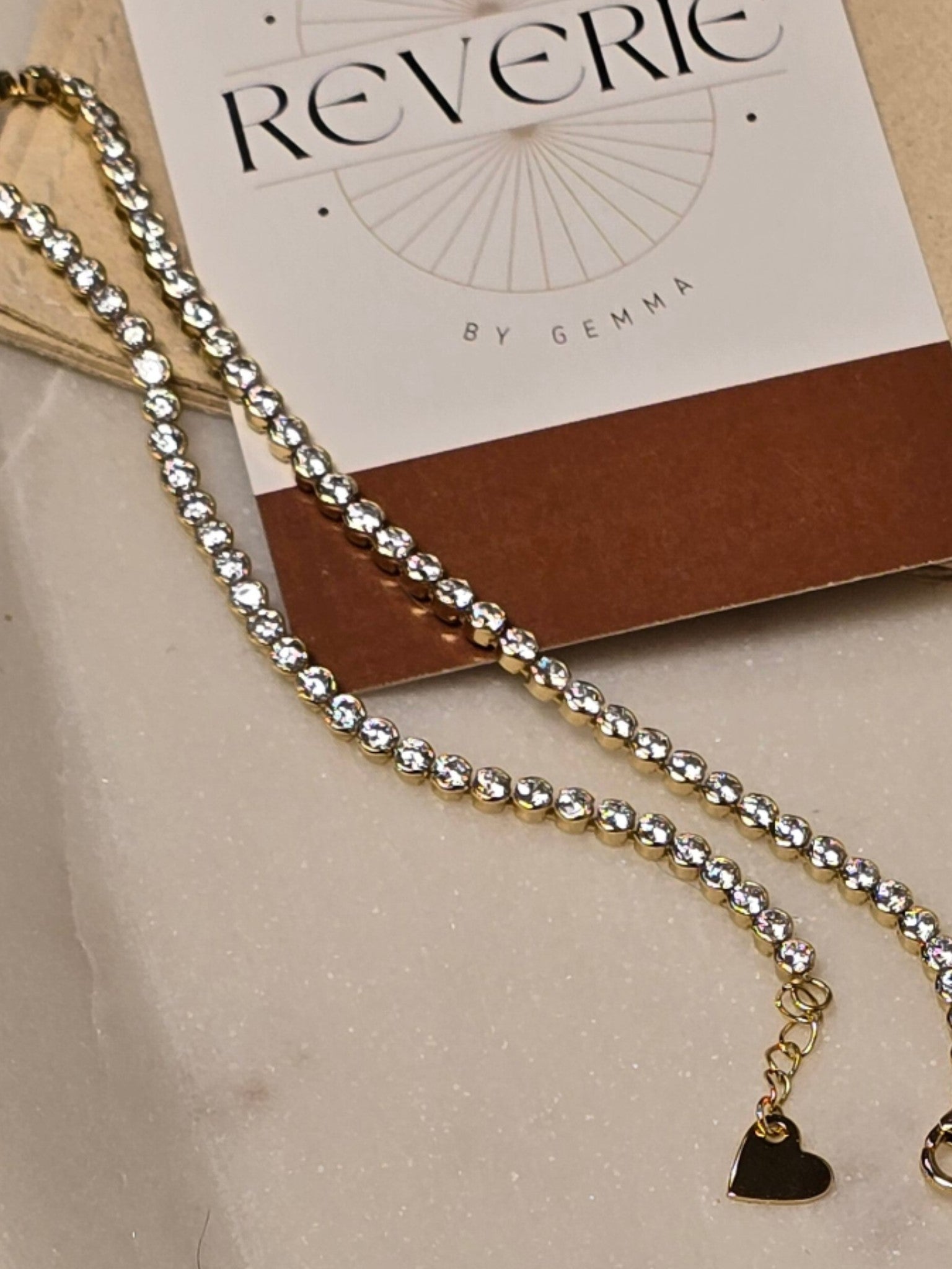 Classic Heart Charm Tennis Anklet – 14kt Gold Plated Sterling Silver