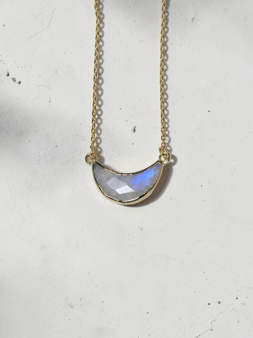 Crescent Moonstone Eclipse Necklace – 14kt Gold Plated Sterling Silver