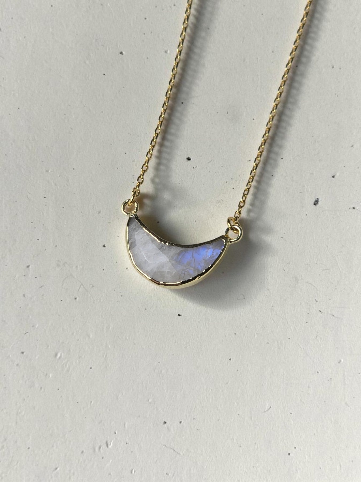 Crescent Moonstone Eclipse Necklace – 14kt Gold Plated Sterling Silver