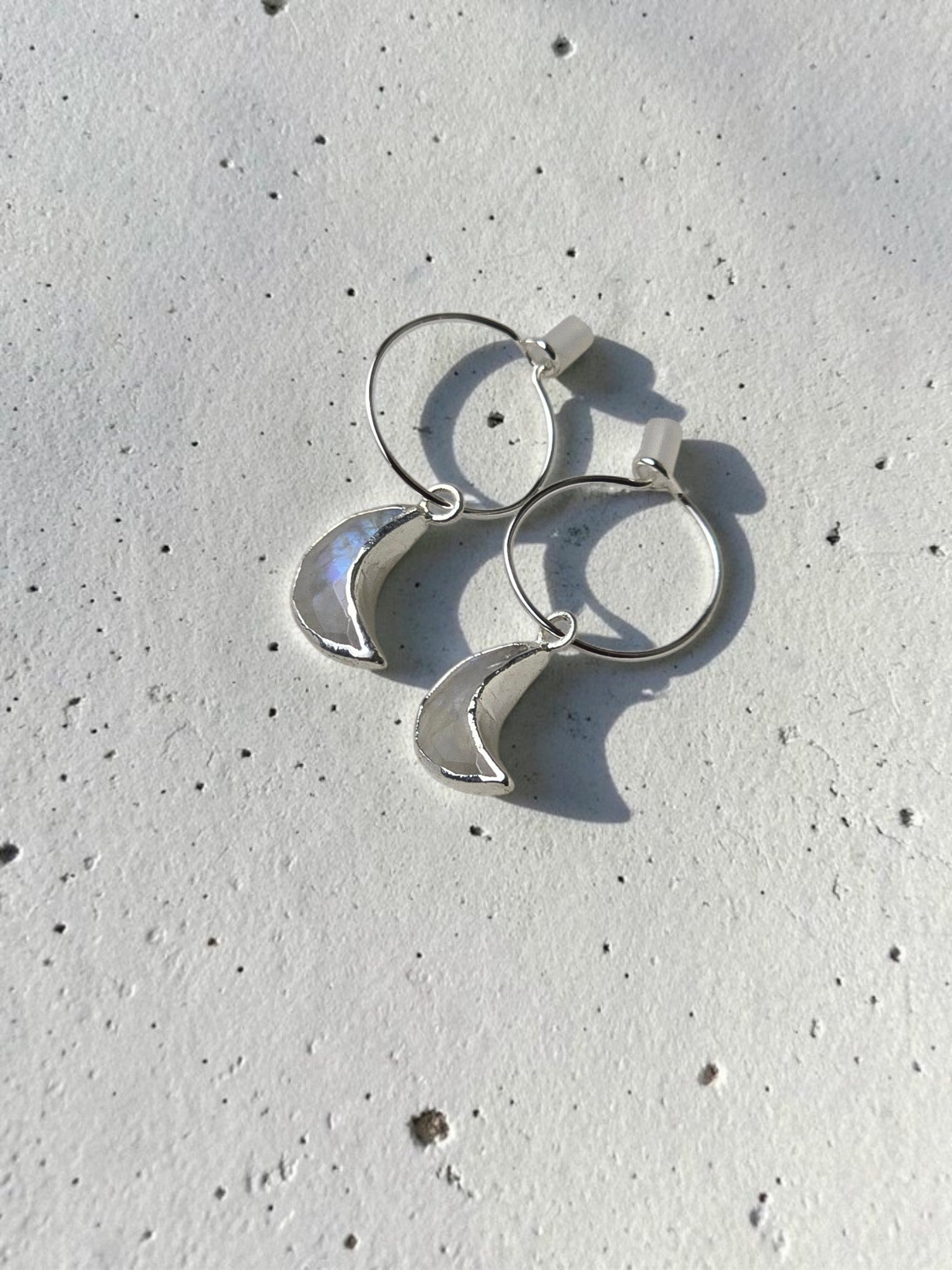 Selene Crescent Hoops in 925 Sterling Silver – Whimsical Celestial Earrings