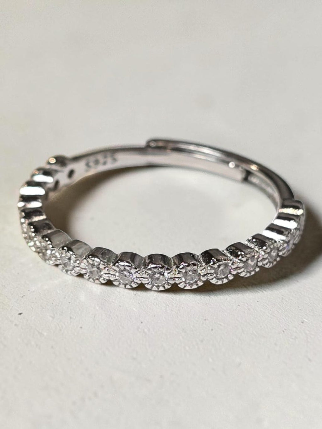 reveriebygemma adjustable pavé eternity band in 925 sterling silver with sparkling cubic zirconia stones