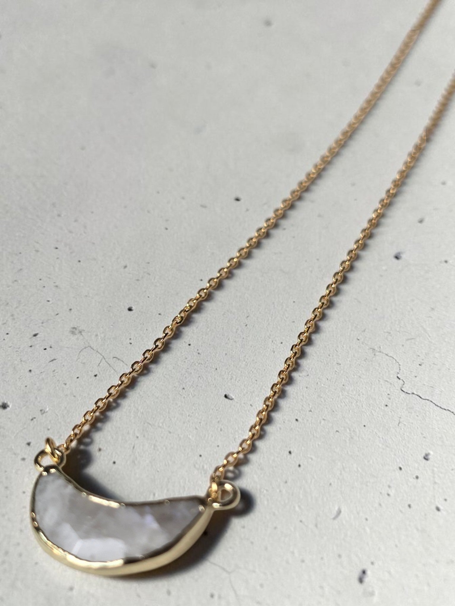 reveriebygemma crescent moonstone pendant necklace in 14kt gold plated sterling silver on a delicate chain