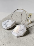 reveriebygemma geometric white howlite charms on polished 925 sterling silver mini hoop huggie earrings